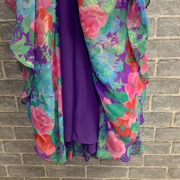 Vintage 90s Diane Freis Original Georgette Floral Maxi Dress Large - Picture 6 of 16